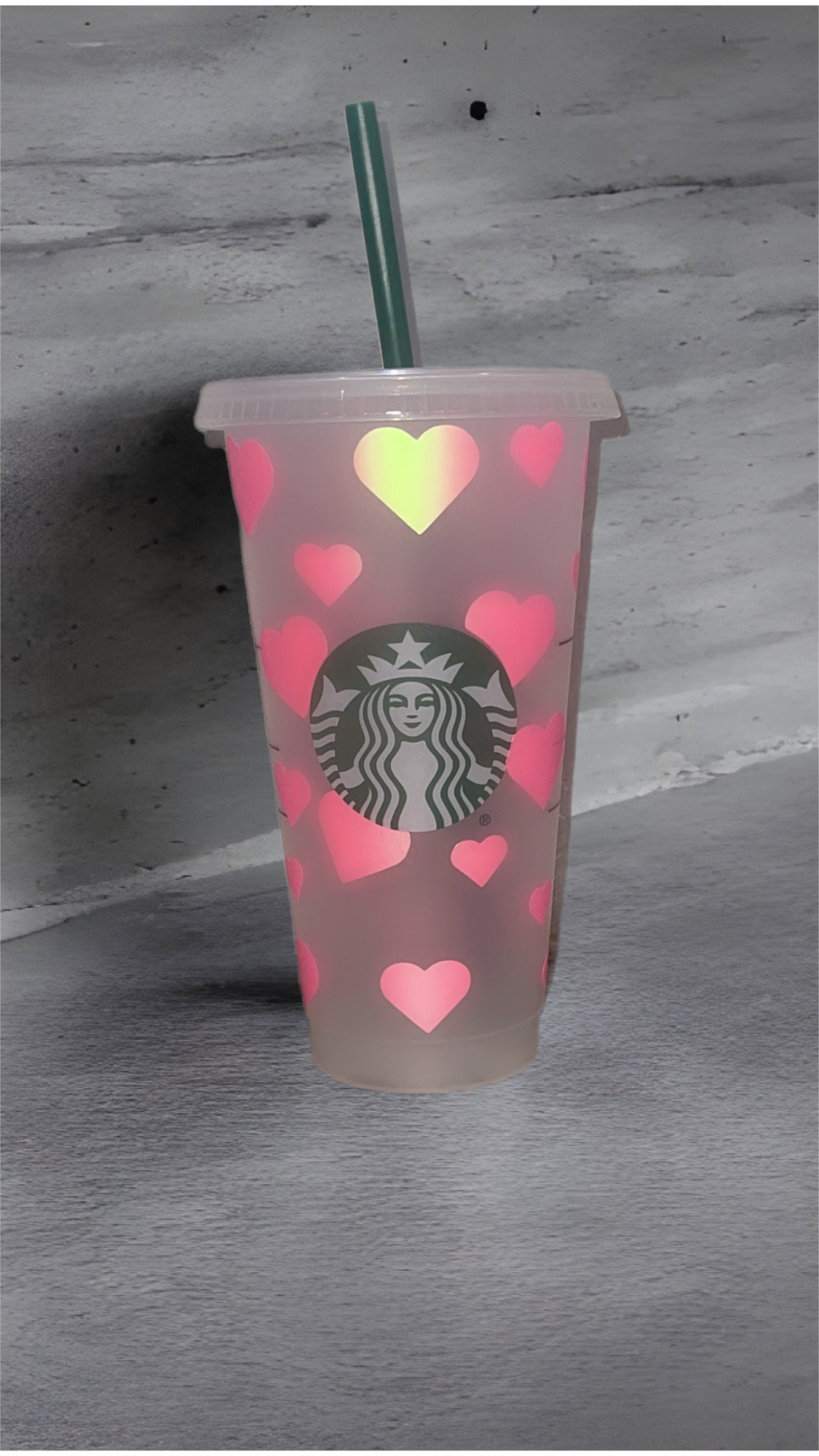 Pink Hearts Starbucks Cold Cup
