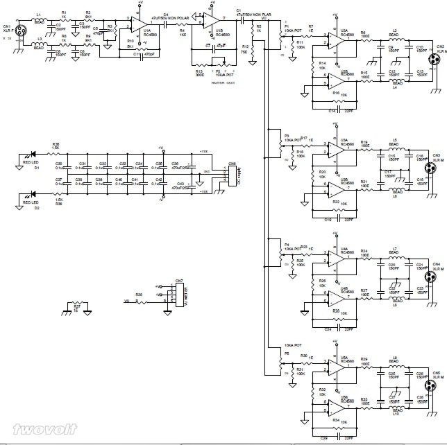 BALANCED 4 CHANNEL AUDIO DISTRIBUTION AMPLIFIER Using BA4560 OPAMP