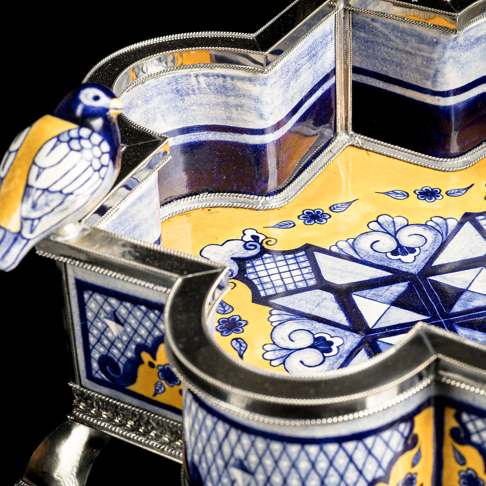 Miniatura: Fuente 4 pájaros amarillo y azul