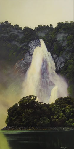 Bowen Falls Milford Oil On Canvas