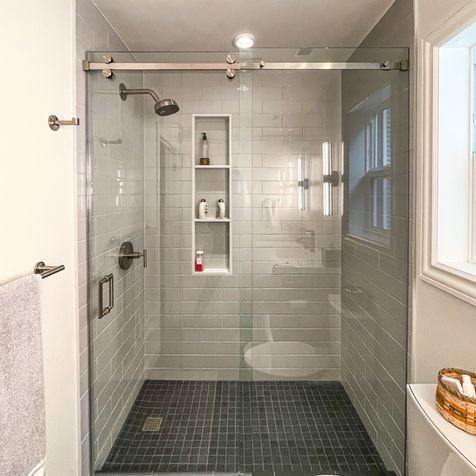 Professional waterproofing system installed prior to tile to prevent moisture damage in a Lake Oswego bathroom renovation project.