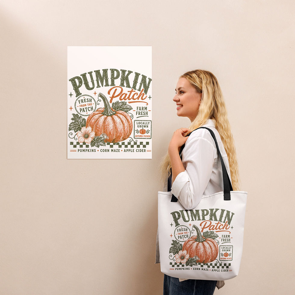 Thumbnail: Vintage Autumn Tote Bag, Halloween Pumpkin Bag Organic Cotton Tote