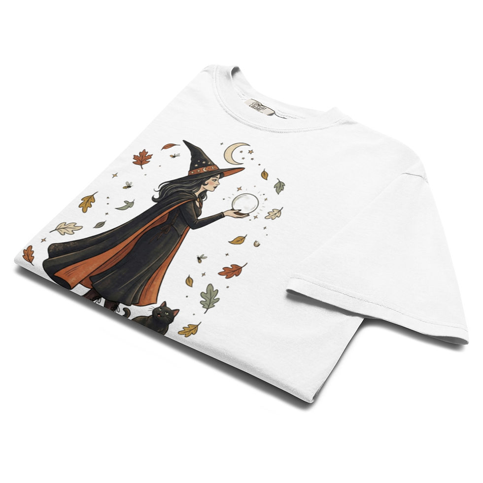 Thumbnail: Vintage Witch & Cat Halloween Tee, Spooky Fall Pumpkin Shirt