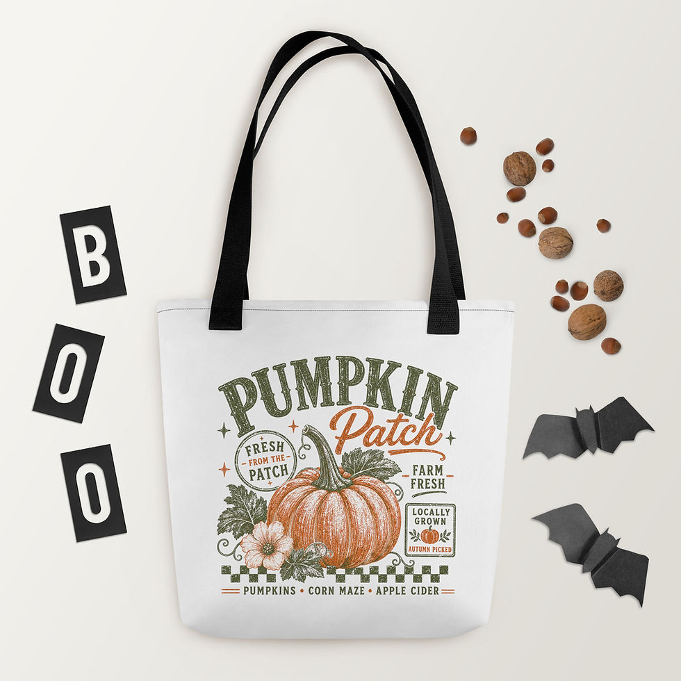 Thumbnail: Vintage Autumn Tote Bag, Halloween Pumpkin Bag Organic Cotton Tote