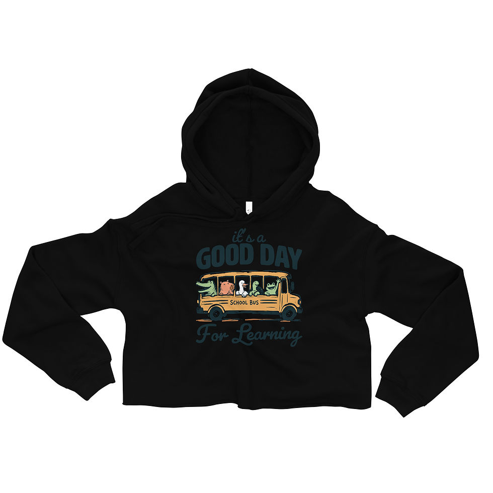Thumbnail: Its a Good Day for Learning - Crop Hoodie for Women's printed