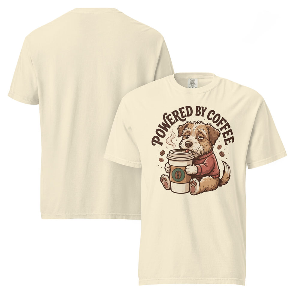 Thumbnail: Powered by Coffee Dog Shirt, Funny Coffee Lover T-Shirt, Cute Dog Lover Tee