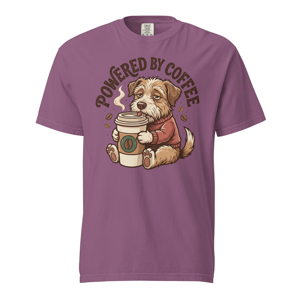 Thumbnail: Powered by Coffee Dog Shirt, Funny Coffee Lover T-Shirt, Cute Dog Lover Tee