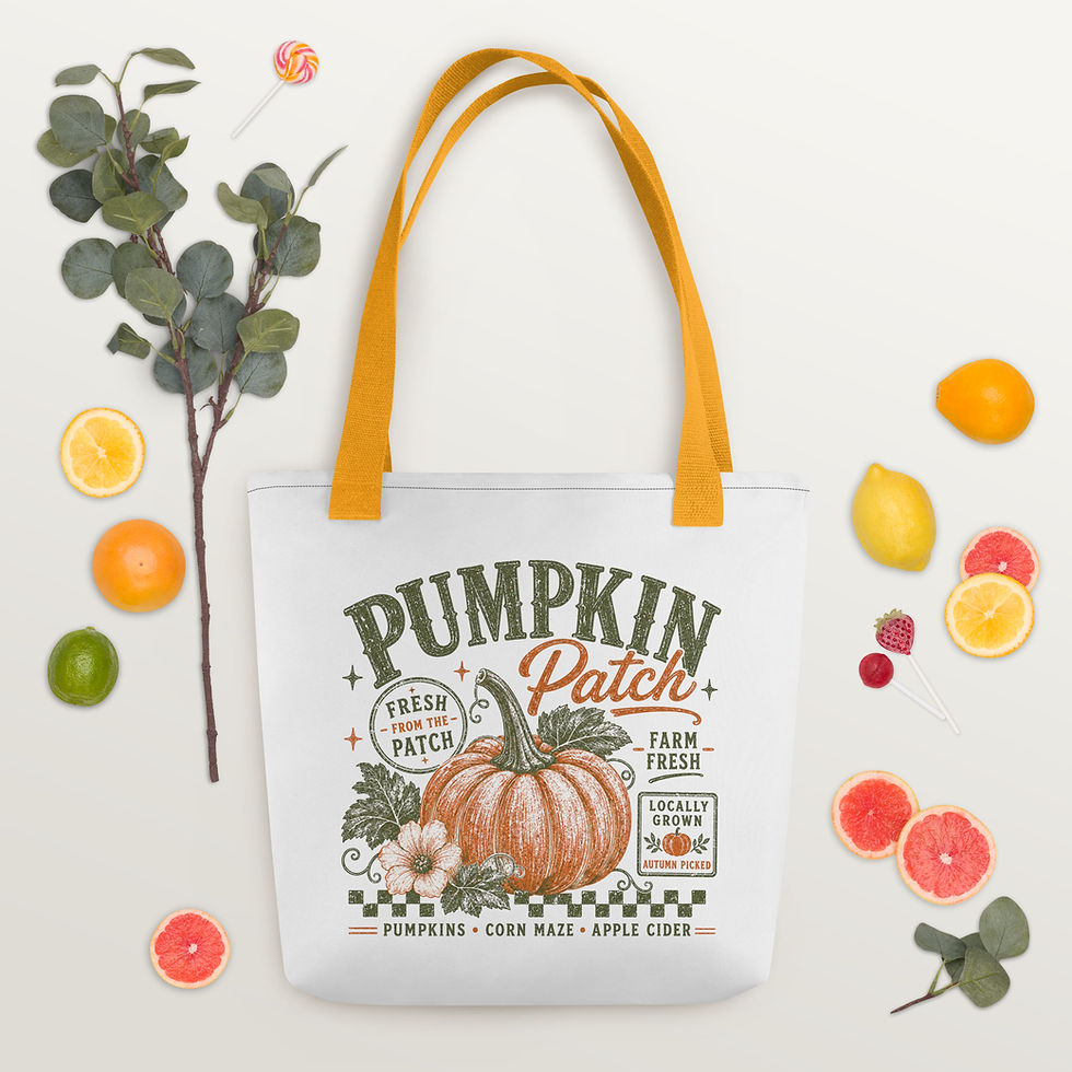 Thumbnail: Vintage Autumn Tote Bag, Halloween Pumpkin Bag Organic Cotton Tote