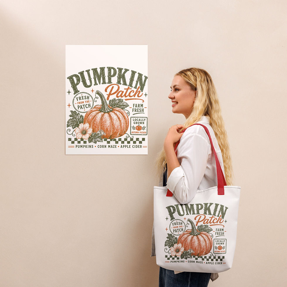 Thumbnail: Vintage Autumn Tote Bag, Halloween Pumpkin Bag Organic Cotton Tote