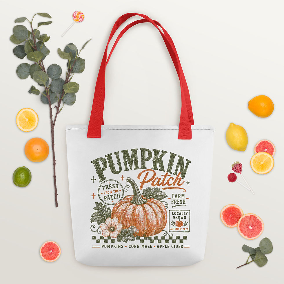 Thumbnail: Vintage Autumn Tote Bag, Halloween Pumpkin Bag Organic Cotton Tote