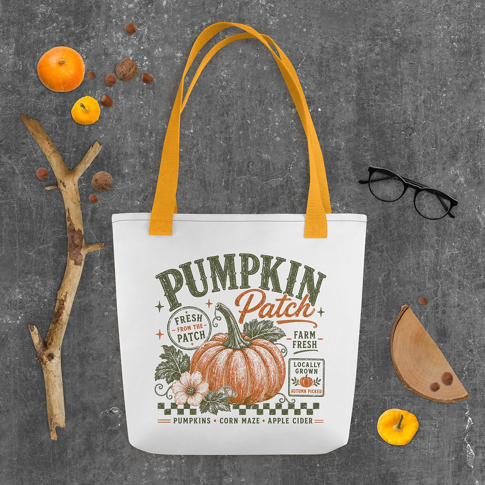 Thumbnail: Vintage Autumn Tote Bag, Halloween Pumpkin Bag Organic Cotton Tote