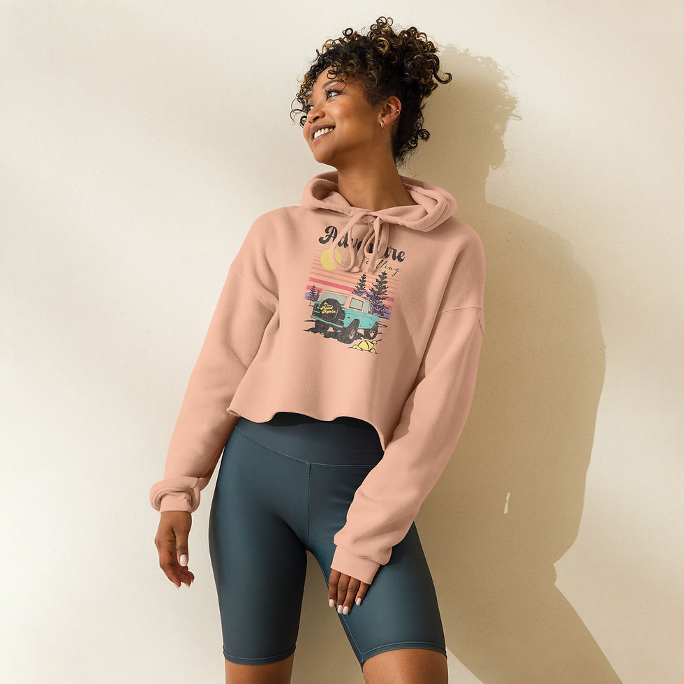 Thumbnail: Adventure is calling -Crop Hoodie for women's