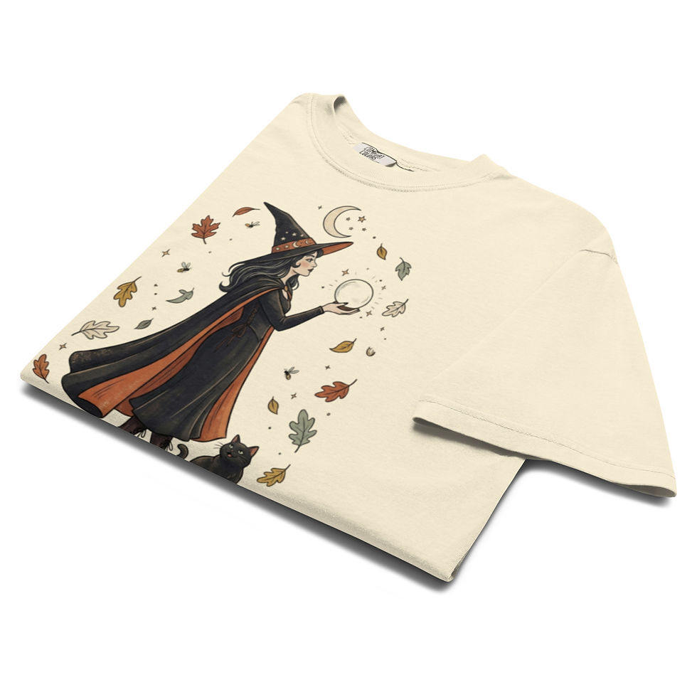 Thumbnail: Vintage Witch & Cat Halloween Tee, Spooky Fall Pumpkin Shirt