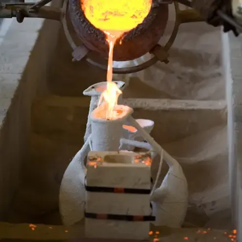 Pouring of Metal in an Investment Casting Cermanic Shell