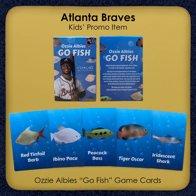 Atlanta Braves kids Go Fish card deck featuring hand-drawn fish illustrations inspired by Ozzie Albies.