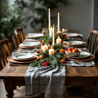 winter inspired table setting decor