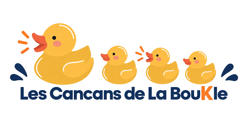 Illustration de canards en famille pour la rubrique "Les Cancans de La BouKle"