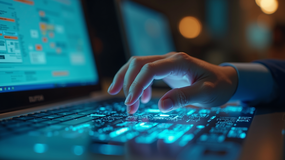 Close-up view of AI technology in use within a business setting