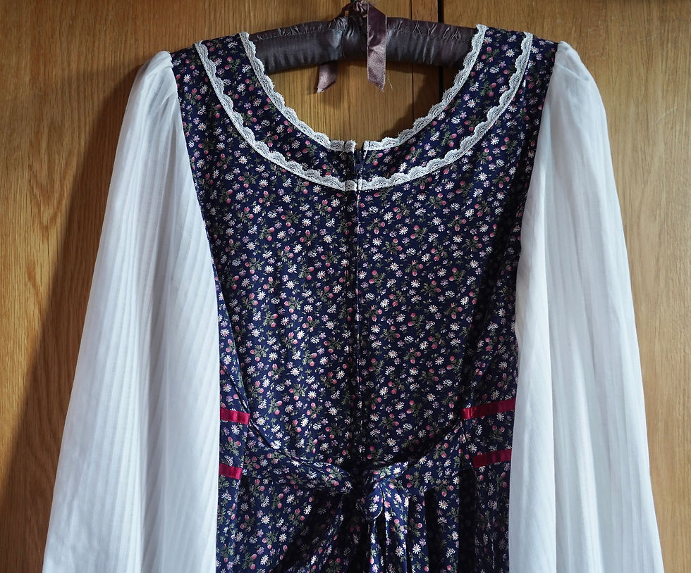 Miniatura: 1970s Gunne Sax Velvet Corset Midi Dress,  Victorian Renaissance Medieval Boho Prairie Milkmaid Dress