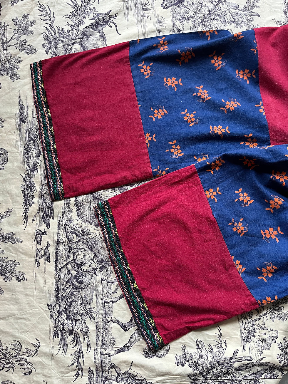 ภาพขนาดย่อ: 1970s Patchwork Hand Embroidered Folk Hippy Boho Festival Woodstock Afghan Dress