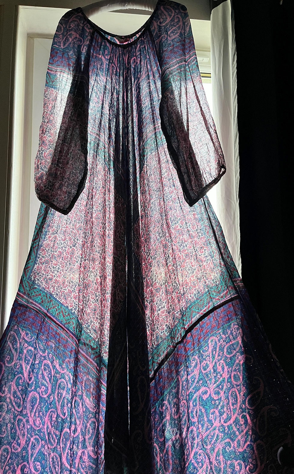 Miniature : 1970s Adini Sparkly Indian Gauze Cotton Boho Goddess Magical Dreamy Hippie Free