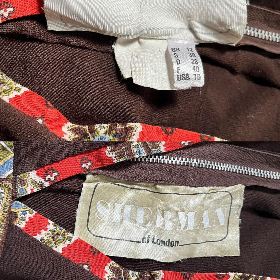 섬네일: 1970s Sherman of London Paisley Print Boho Rock Star Prairie Maxi Dress