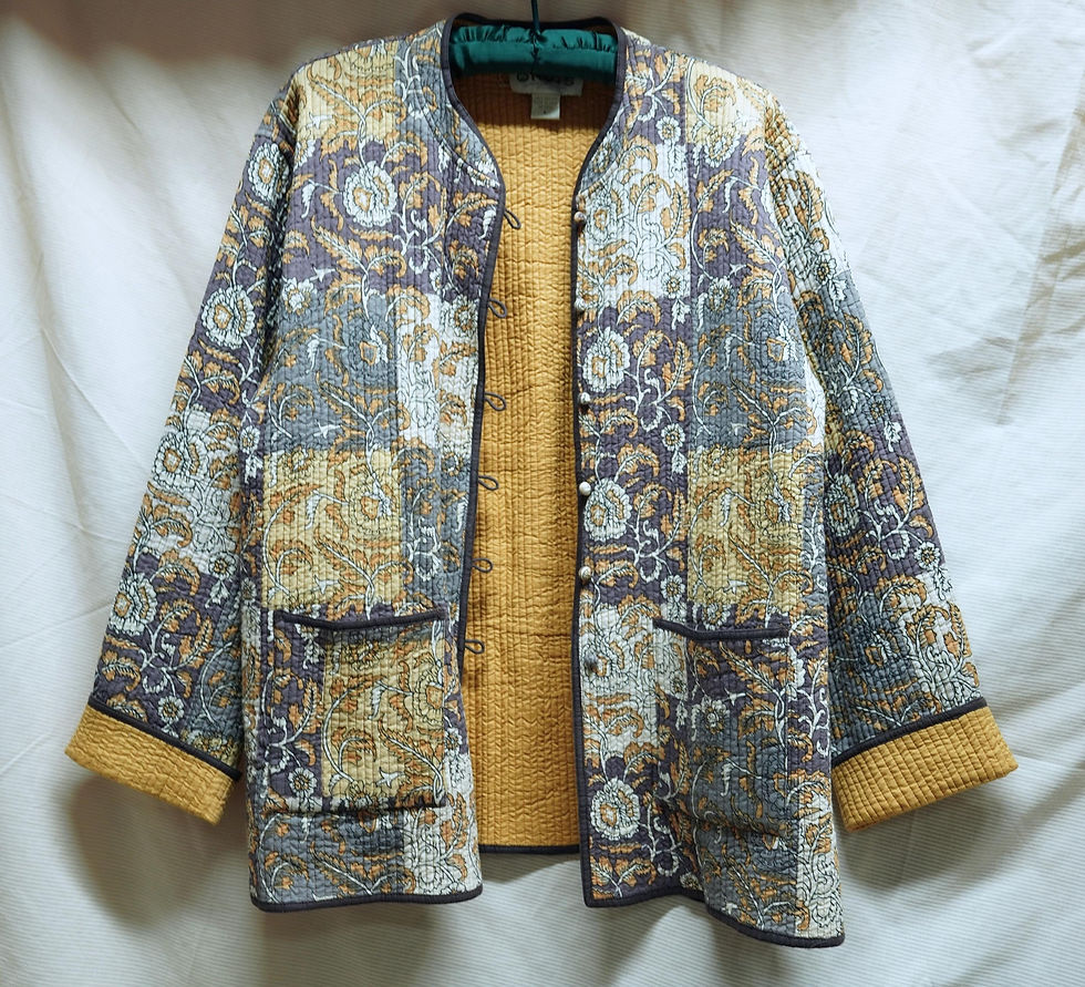 1980s 1990s Unisex Reversible Indian Cotton Patchwork Print Quilted Jacket