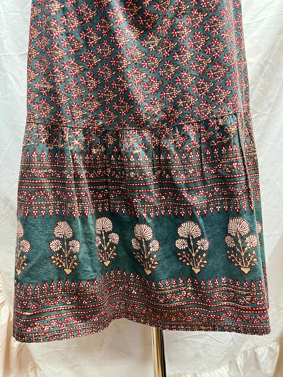 Miniature : 1970s Reversible Hand Block Print Indian Cotton Smock Blouse Vest