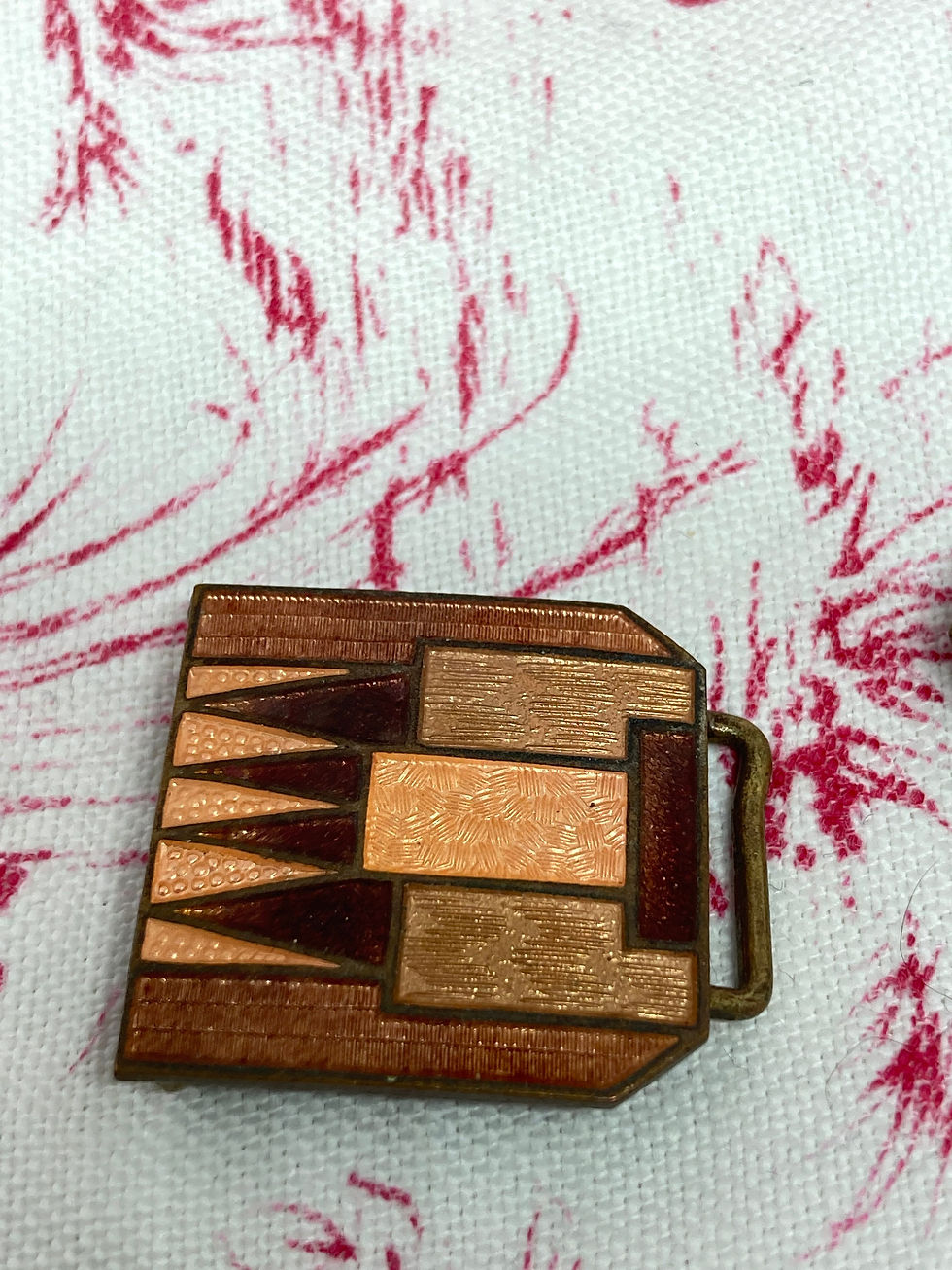 サムネイル： Antique 1920s 1930s Art Deco Flapper Jazz age Enamel Painted Glass Belt Buckle