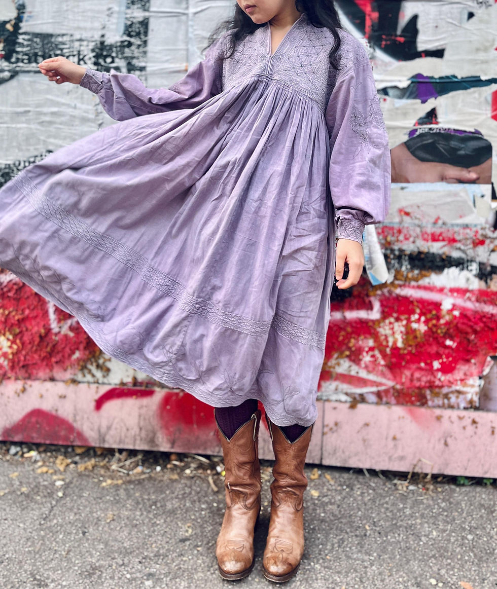 1970s Embroidered Ethnic Indian Distressed Smock, Workwear Famers Smock