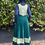Thumbnail: 1970s Anna Belinda Green Velvet Peacock Print Cottagecore Pinafore Gymslip Dress