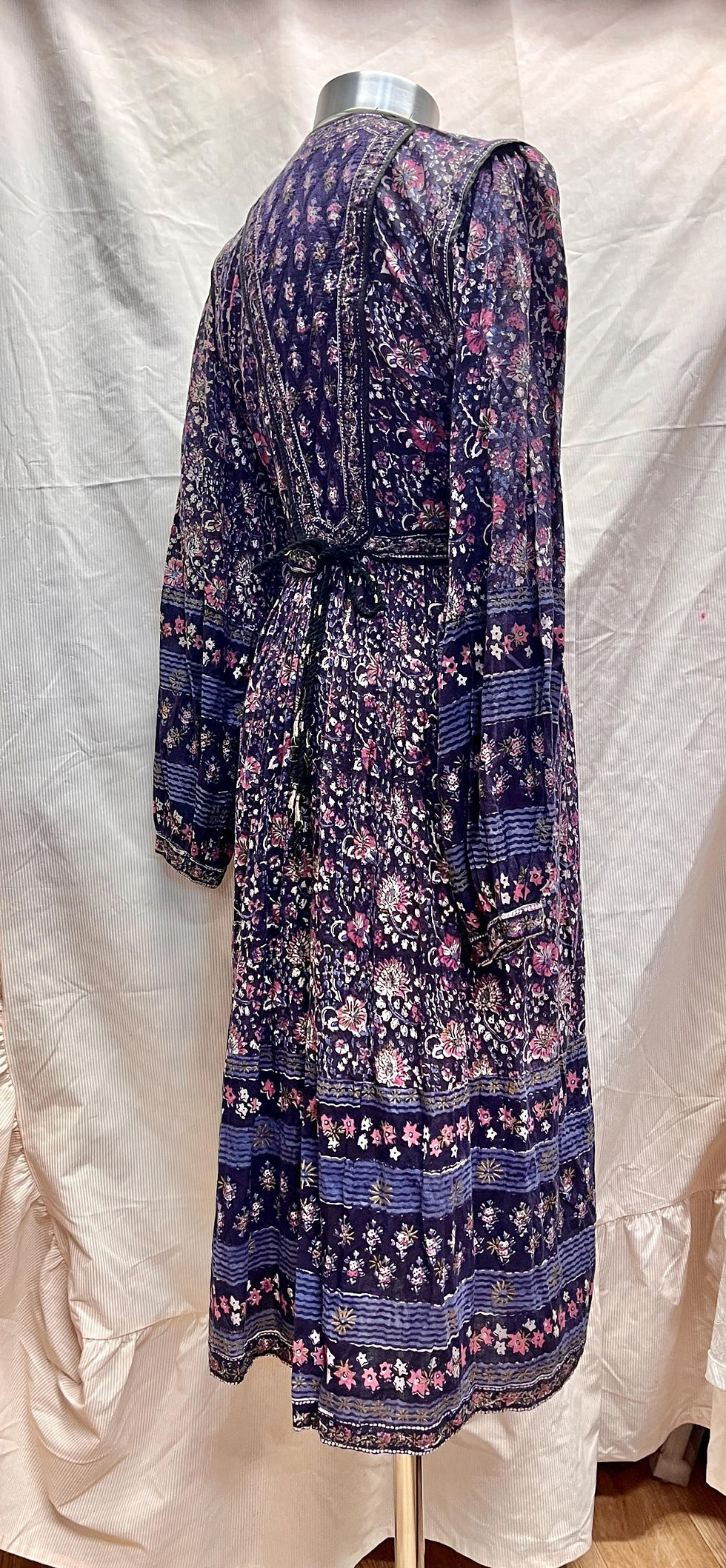 サムネイル： 1970s Interlinks London Indian Cotton Block Print Ethnic Hippie Boho Dress