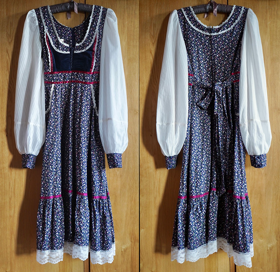 1970s Gunne Sax Velvet Corset Midi Dress,  Victorian Renaissance Medieval Boho Prairie Milkmaid Dress