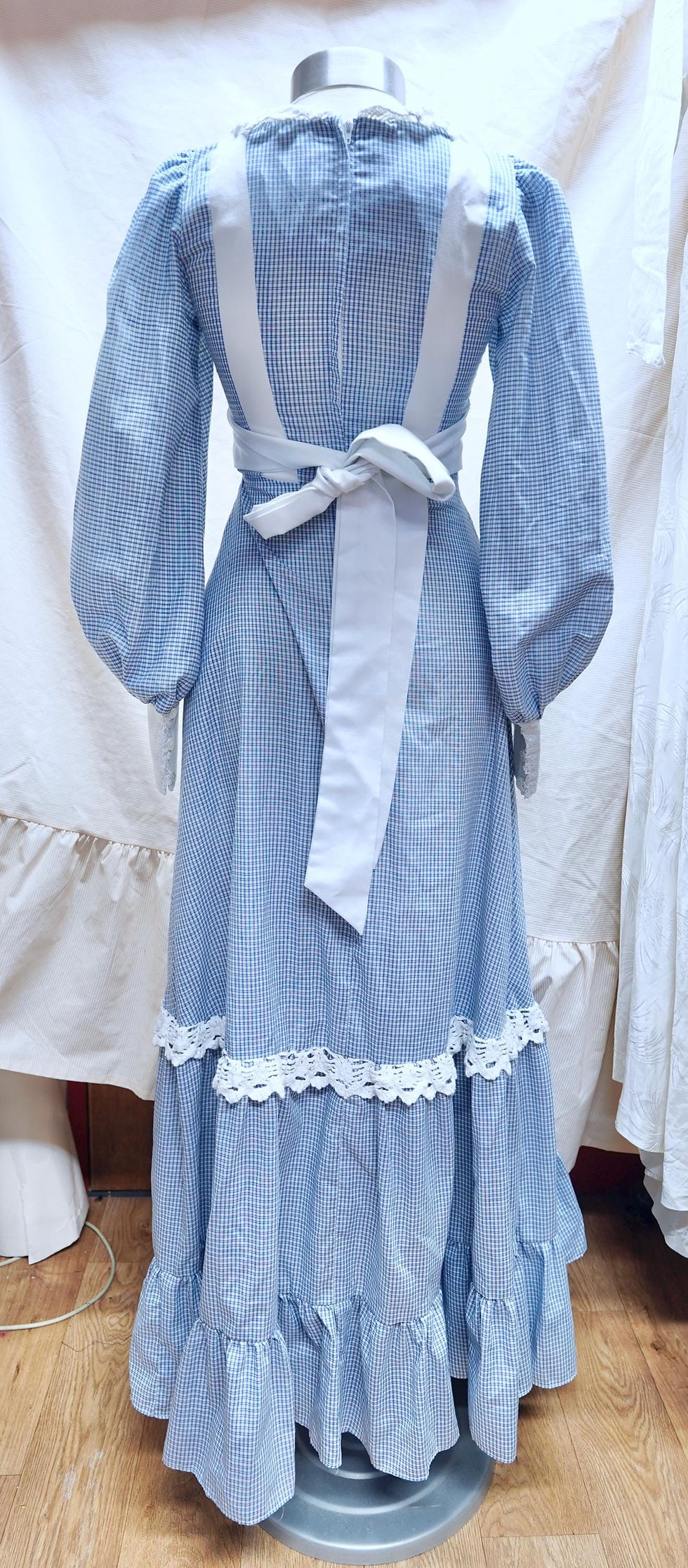 Miniatura: Vintage 1970s Gunne Sax Gingham Corset Bodice Milkmaid Prairie Dress