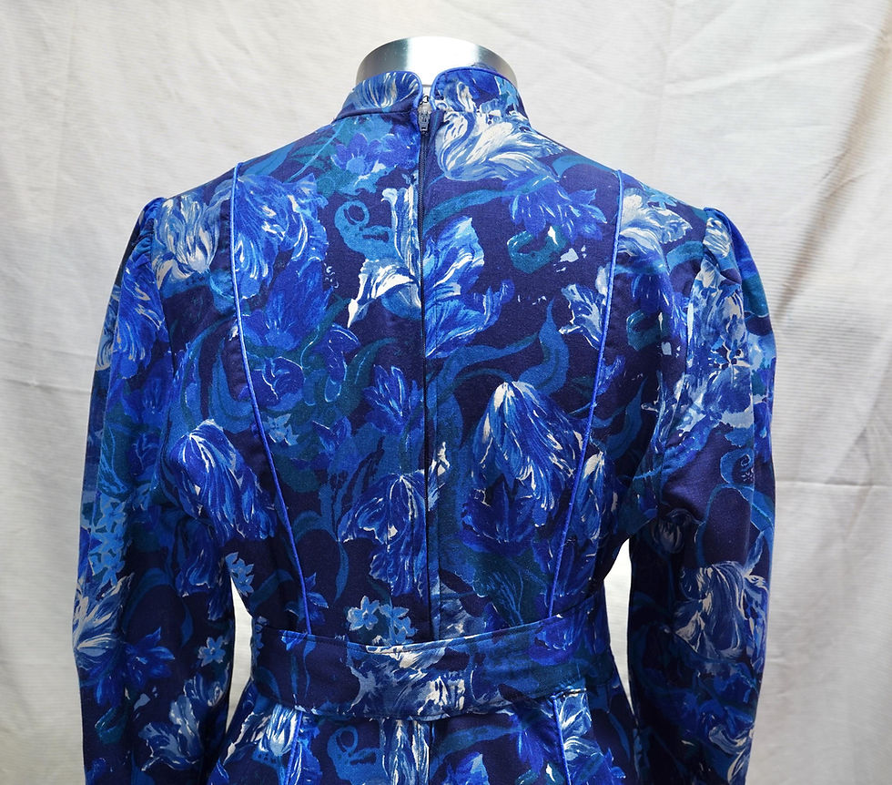 Miniatura: 1970s 1980s Origin Liberty England  Expressionist Water Colour Floral Midi Dress