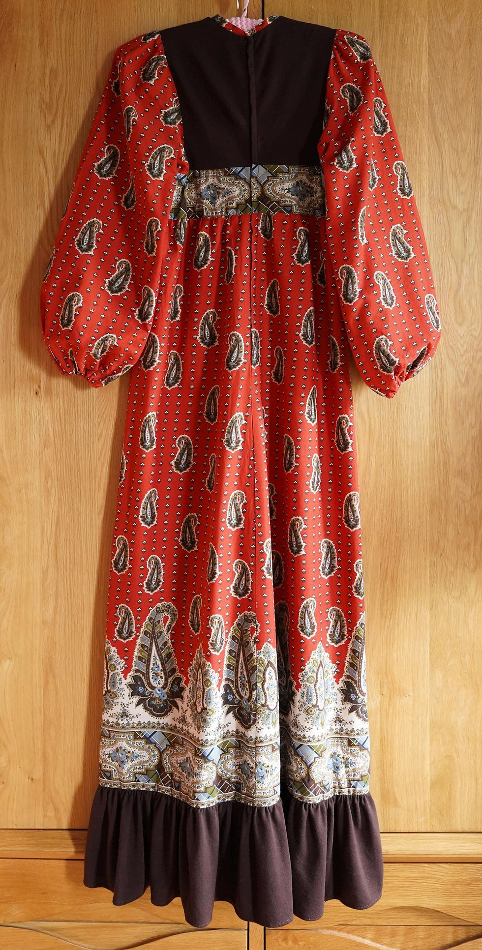 Miniatura: 1970s Sherman of London Paisley Print Boho Rock Star Prairie Maxi Dress