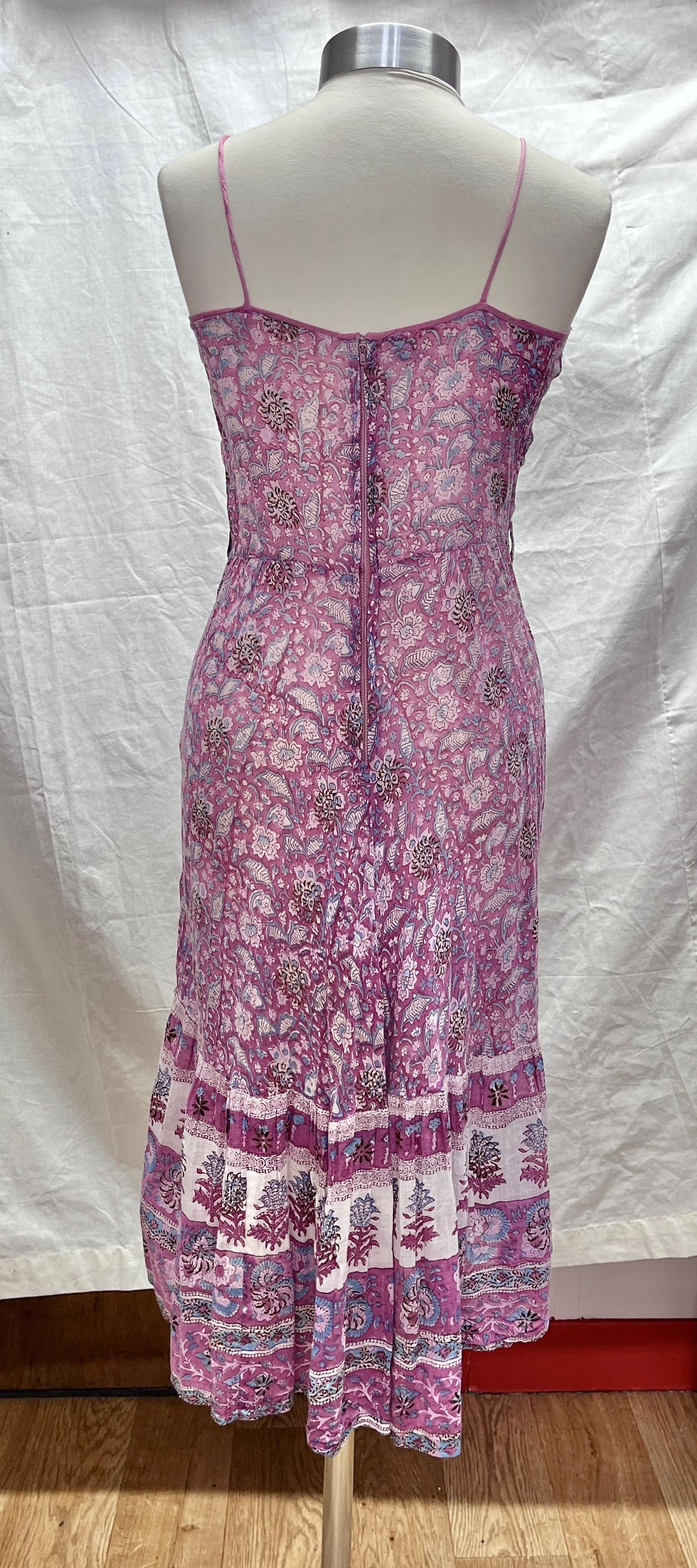 ภาพขนาดย่อ: 1970s  Pastel Pink Indian Gauze Cotton Boho Festival Holiday Beach Sundress