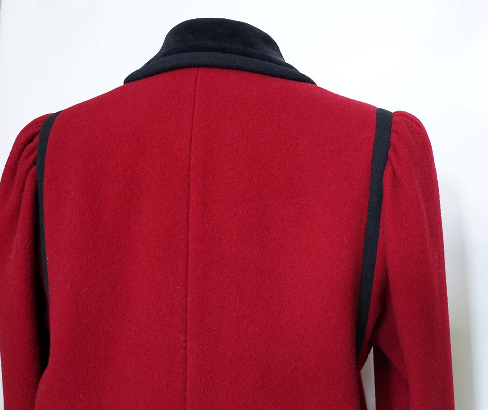 섬네일: 1970s Vintage Red Wool Velvet Collar Riding Coat