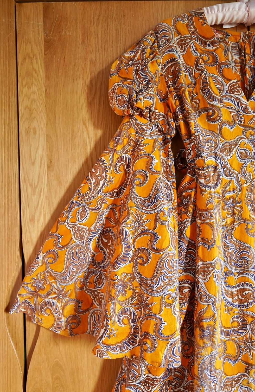 サムネイル： 1960s India Imports( Early Adini) Indian Block Print Cottons Princess Maxi Dres