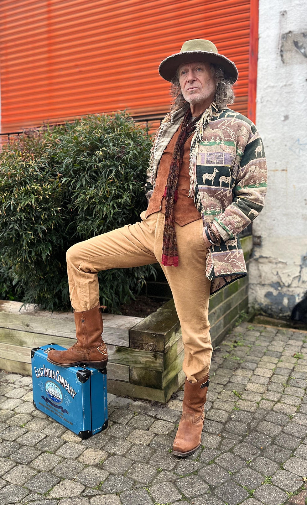 Thumbnail: Vintage Unisex 1980s Hipster Western Tapestry Woven Tasseled Cocoon Jacket