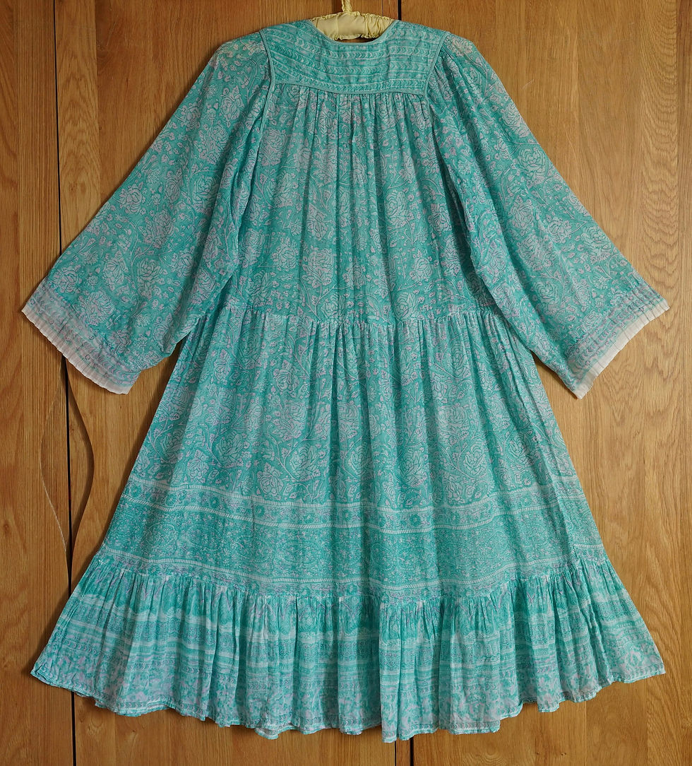 Thumbnail: 1970s Phool  Semi Sheer Block Print Indian Gauze Cotton Boho Fairycore Festival