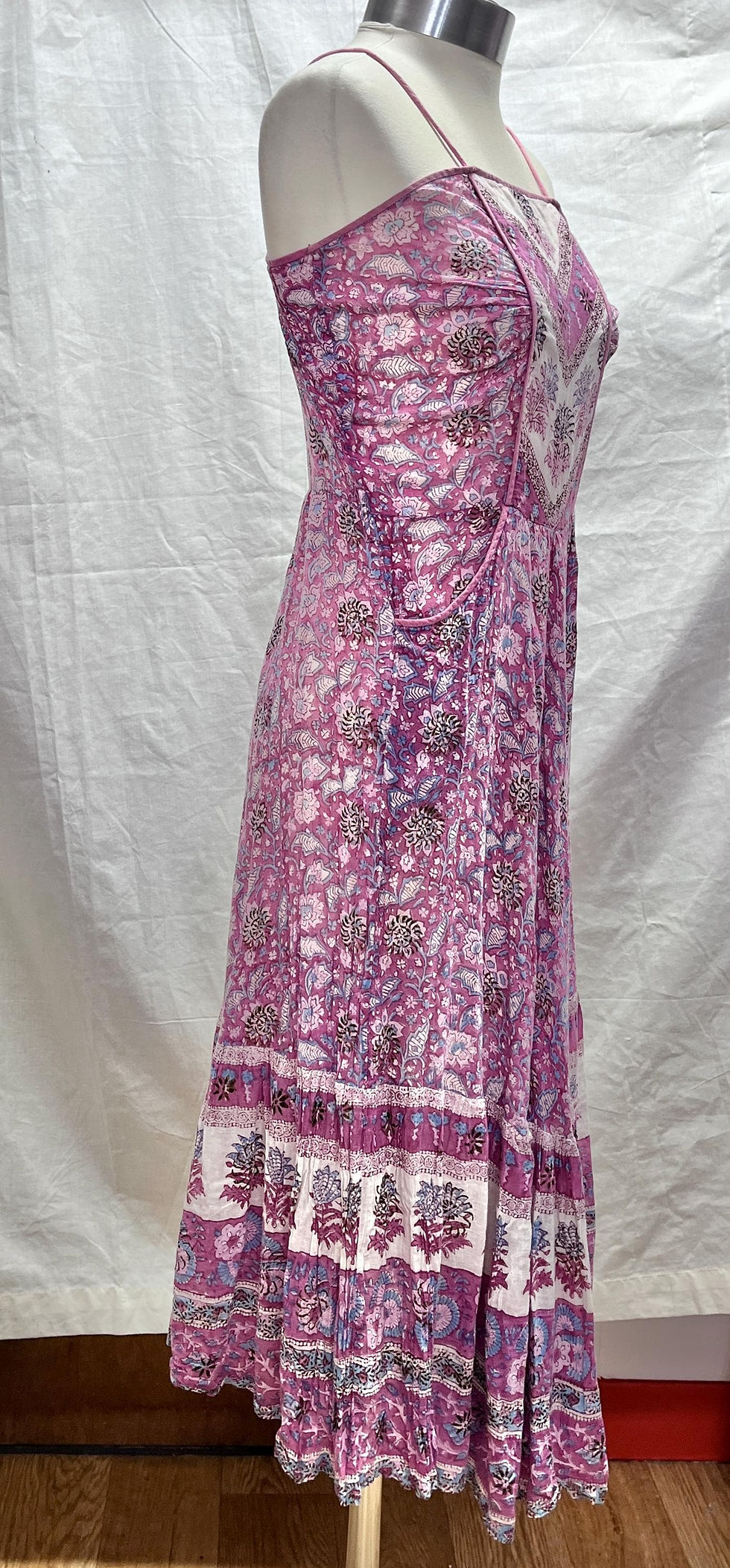 サムネイル： 1970s  Pastel Pink Indian Gauze Cotton Boho Festival Holiday Beach Sundress
