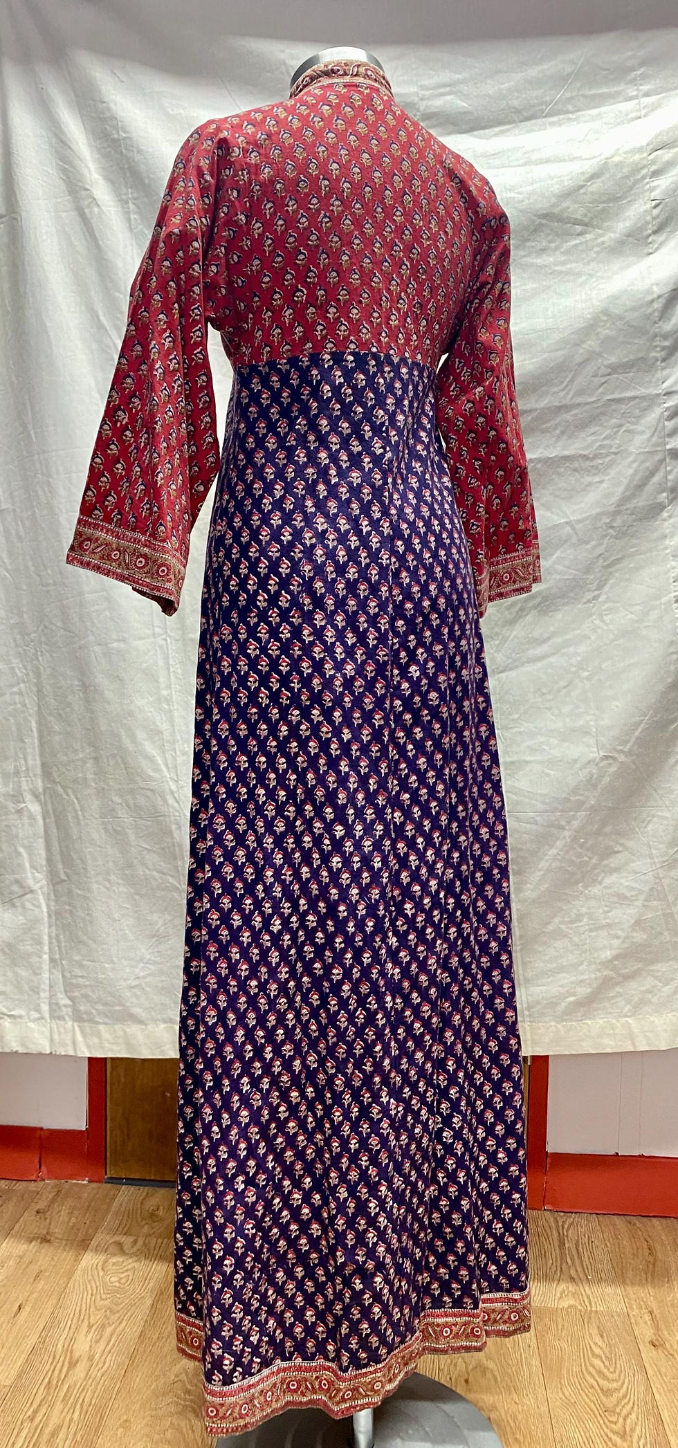 サムネイル： 1970s Anokhi Indian Cotton Corset Maxi Dress, Hippie Boho Festival Kaftan