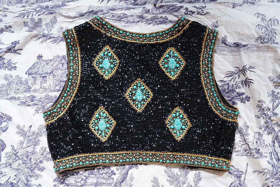 Miniatura: 1980s Beaded Embroidered Waistcoat: Studio 54 Boho Ethnic Jimi Hendrix Vest