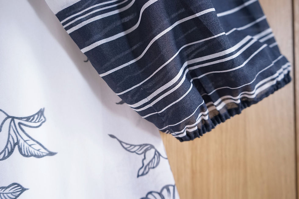 Thumbnail: 1970s vintage black and white romantic sheer floral smock dress