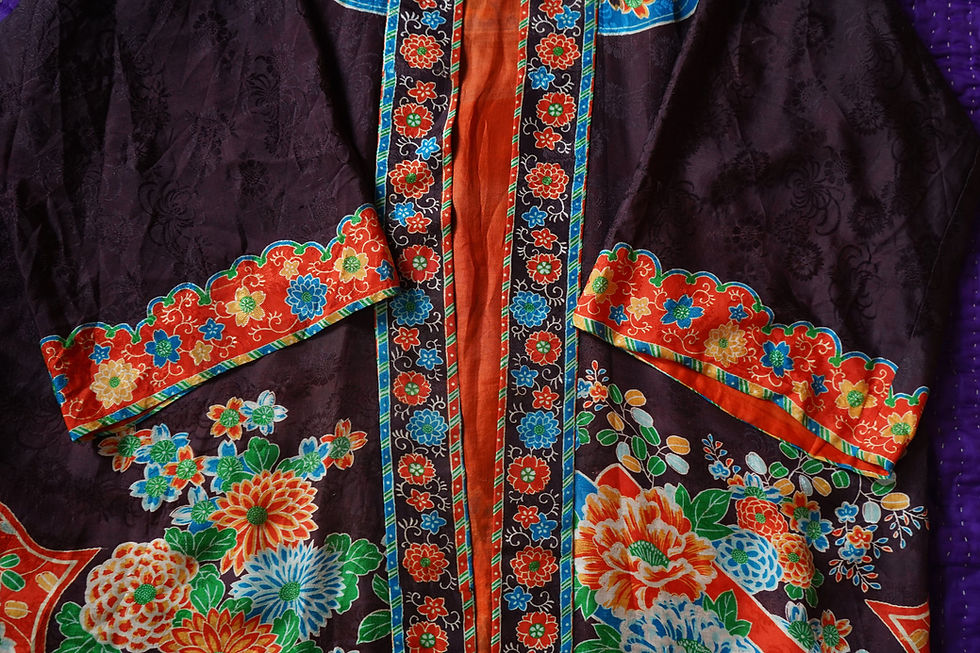 섬네일: 1920s Antique Vintage  Art Deco Silk Kimono Robe Dressing Gown