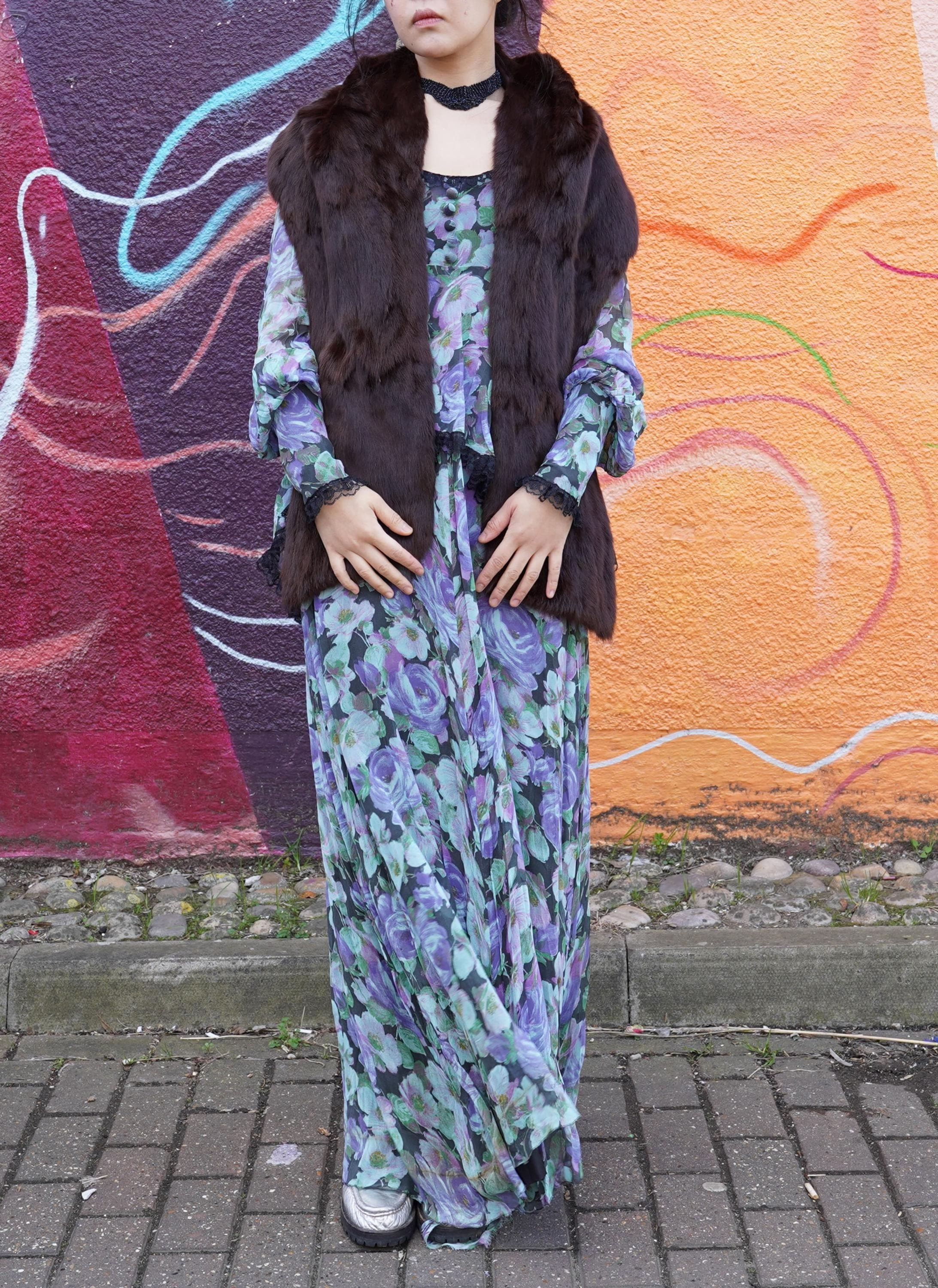 1950s Real Fur StoleScarf WoodlandBohoArt DecoGlamour Shrug