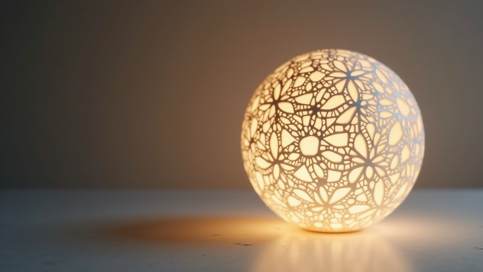Eye-level view of a modern 3D printed lamp design