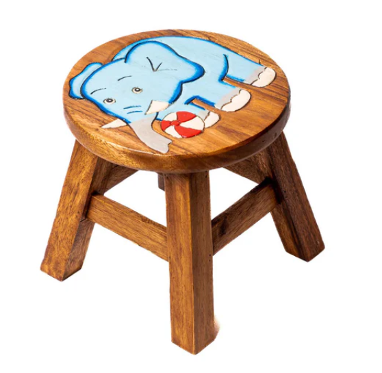 Kinderkrukje Blauwe olifant met bal 25x25x25 cm Kraamcadeau Jongen