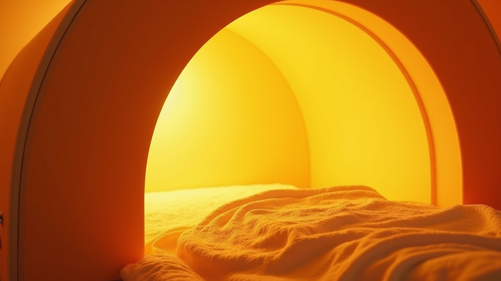 Close-up view of a Vitamin D sunbed glowing warmly in a wellness room